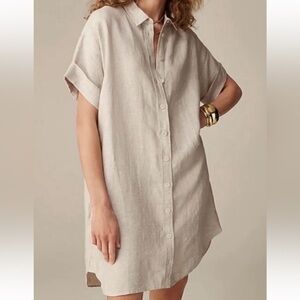 J. Crew Baird McNutt Irish Linen Shirtdress Beige Size XSP Minimalist Pockets